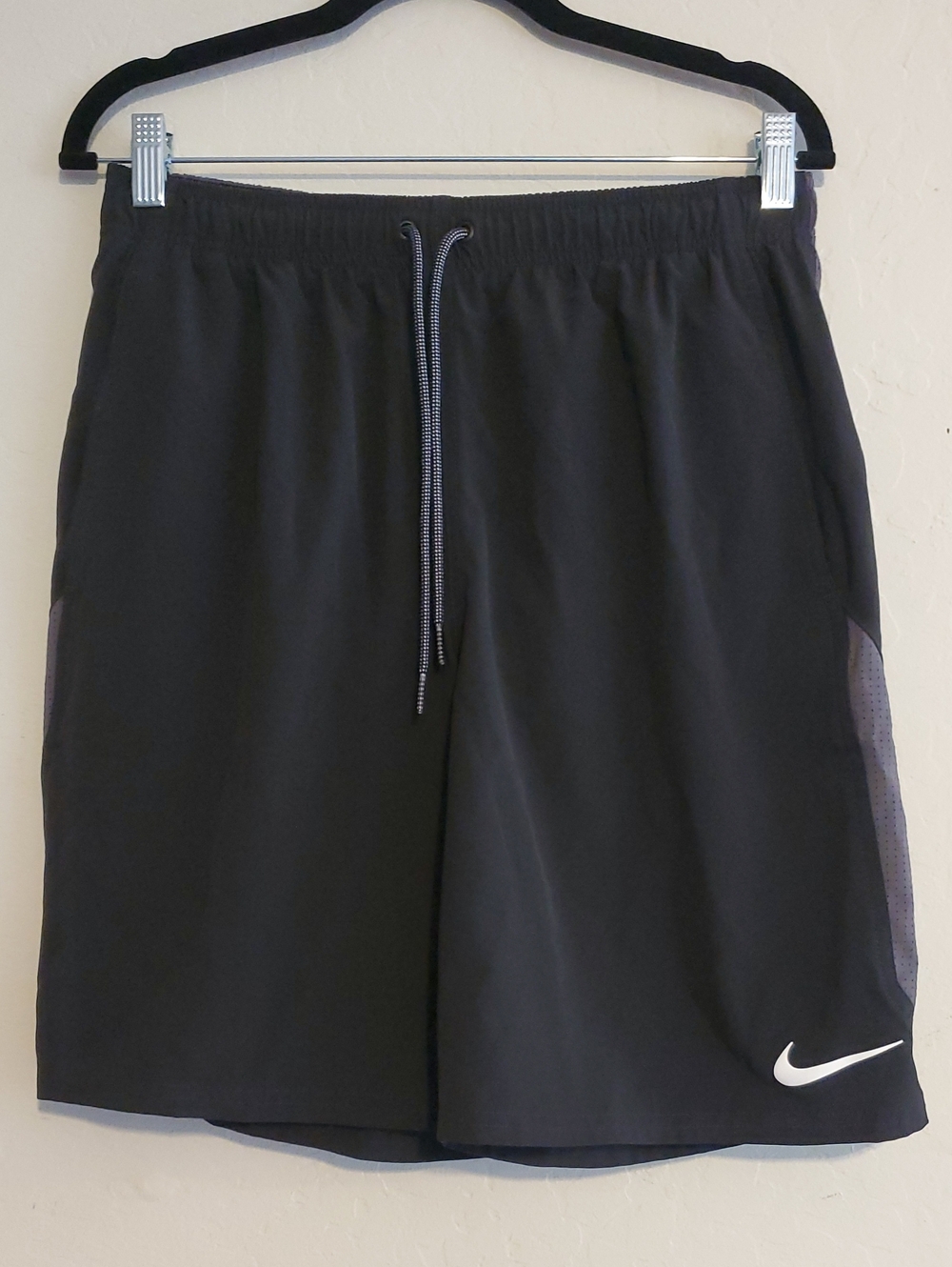 Nike Men’s Black Athletic Shorts with White Swoosh